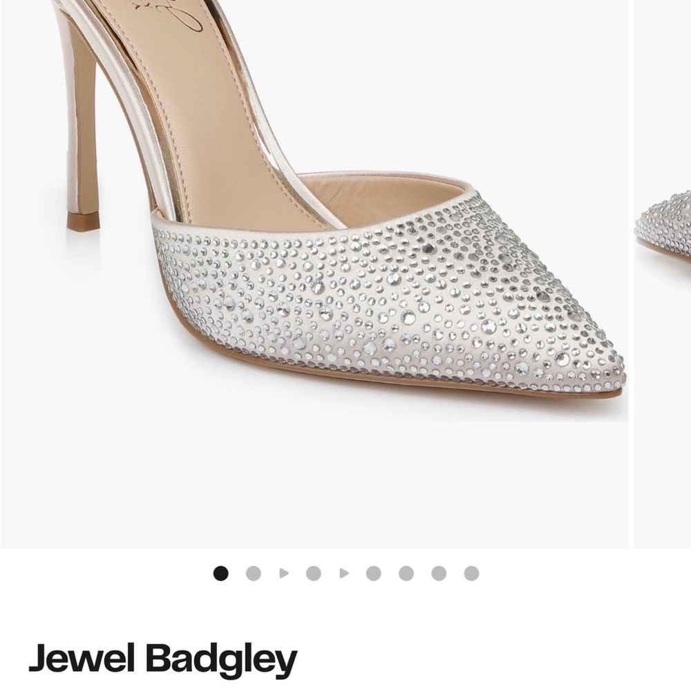 Jailene Silver Embellished Pointed-Toe Heels 7.5